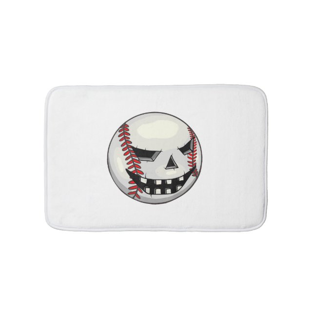 Boys Halloween Jack O Lantern Baseball Player Bath Mat (Front)
