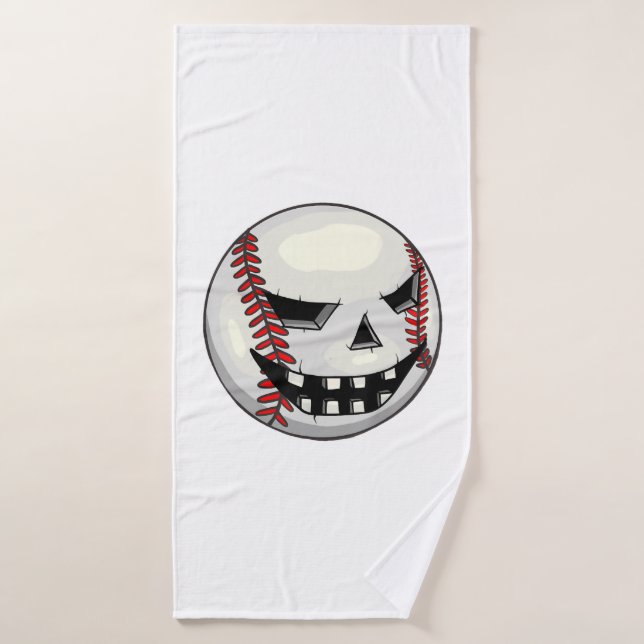 Boys Halloween Jack O Lantern Baseball Player Bath Towel (Bath Towel)