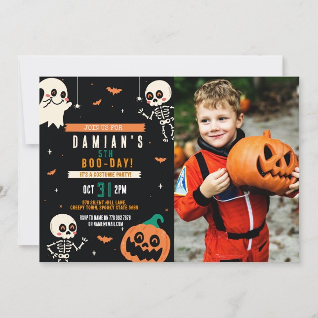 Boys Halloween Kids Party Pumpkin Birthday Party  Invitation (Front)