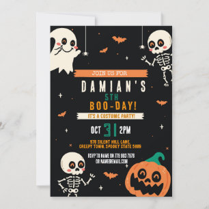 Boys Halloween Kids Party Pumpkin Birthday Party Invitation