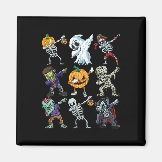Boys Halloween  Skeleton Jack O Lantern Zombie Dab Magnet (Front)