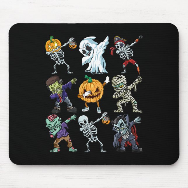 Boys Halloween  Skeleton Jack O Lantern Zombie Dab Mouse Pad (Front)