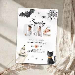 Boys Halloween Spooky One 1st Birthday Photo Invitation