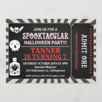 Boys Halloween Ticket Birthday Invitation