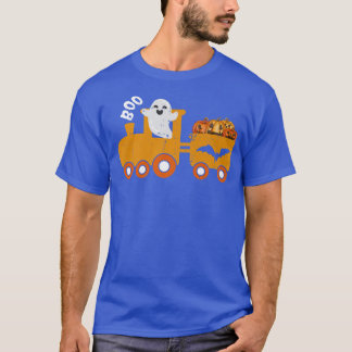 Boys Halloween Train Boo Funny Ghost Pumpkin Toddl T-Shirt