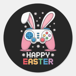 Boys Happy Easter Day Bunny Egg Video Game Kids Me Classic Round Sticker
