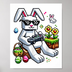Boys Happy Easter Day Bunny Egg Video Game Kids Me Poster