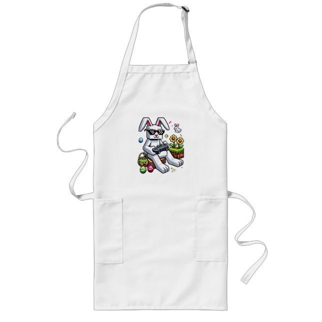 Boys Happy Easter Day Bunny Egg Video Game Long Apron (Front)