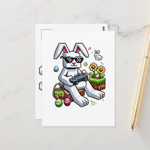 Boys Happy Easter Day Bunny Egg Video Game Postcard