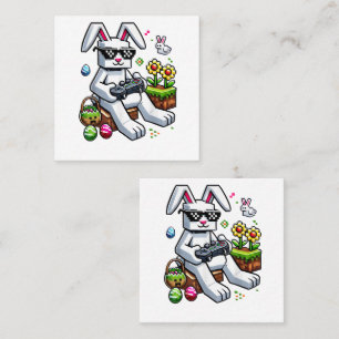 Boys Happy Easter Day Bunny Egg Video Game Square Business Card