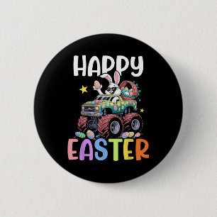 Boys Happy Easter Monster Truck Easter Eggs Bunny  6 Cm Round Badge