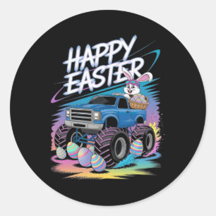 Boys Happy Easter Monster Truck Easter Eggs Toddle Classic Round Sticker