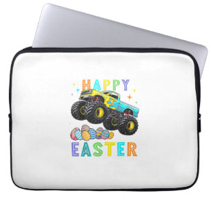 Boys Happy Easter Monster Truck Easter Eggs Toddle Laptop Sleeve
