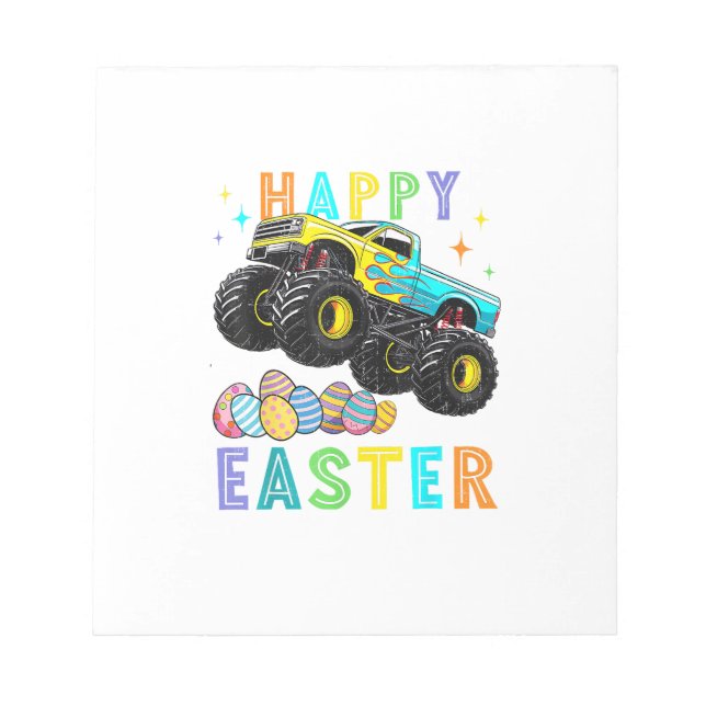 Boys Happy Easter Monster Truck Easter Eggs Toddle Notepad (Front)