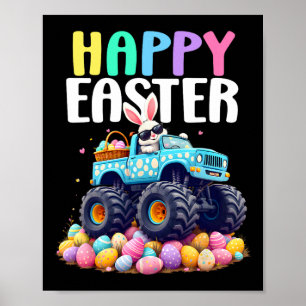Boys Happy Easter Monster Truck Easter Eggs Toddle Poster