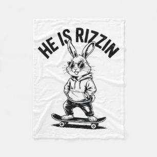 Boys He Is Risen Bunny Face Sungles Skateboard Eas Fleece Blanket