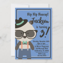Boys Hipster Mister Panda Bear Birthday