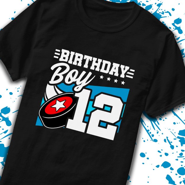 Boys Hockey Birthday 12th Birthday 12 Year Old Boy T-Shirt (Creator Uploaded)