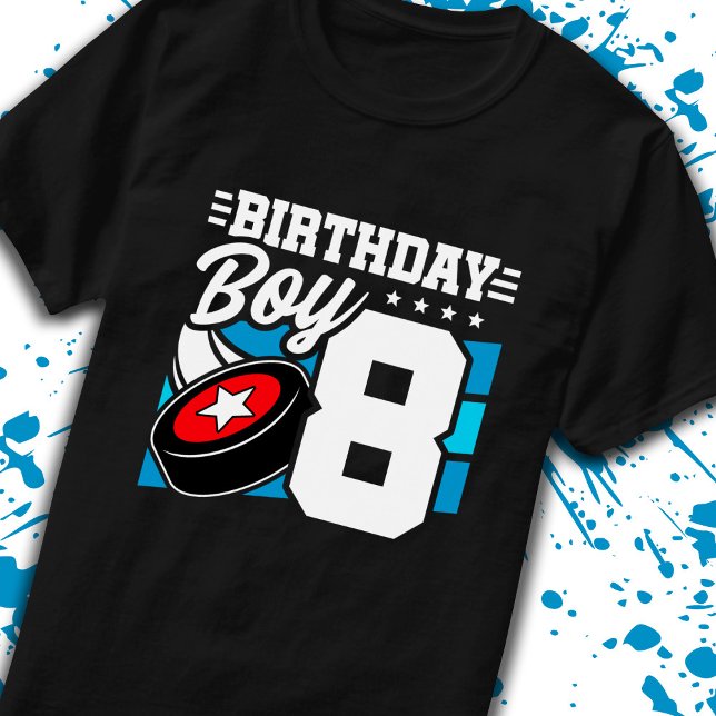 Boys Hockey Birthday 8th Birthday 8 Year Old Boy T-Shirt (Creator Uploaded)