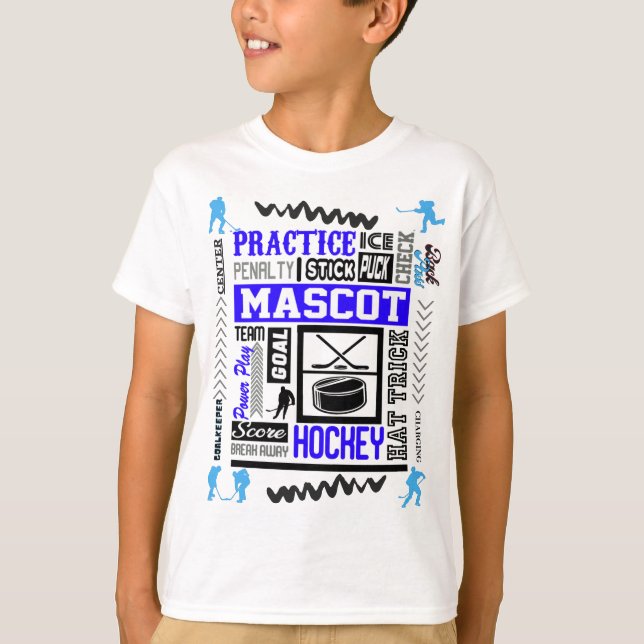 Boys Hockey Terminology in Blue  T-Shirt (Front)