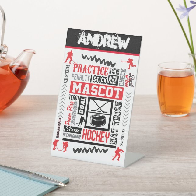 Boys Hockey Terminology Personalised   Pedestal Sign (In SItu)