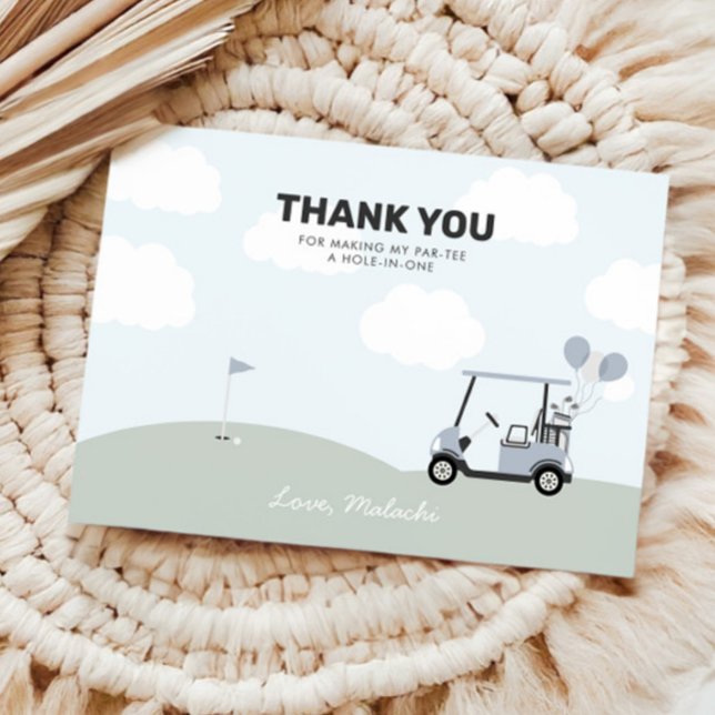 Boys' Hole-In-One Golf 1st Birthday Thank You Card (Creator Uploaded)