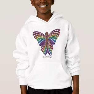 Boy's Hoodie (white) - Rainbow Butterfly