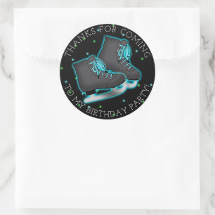 Boy's Ice Skate Birthday Thank You Classic Round Sticker