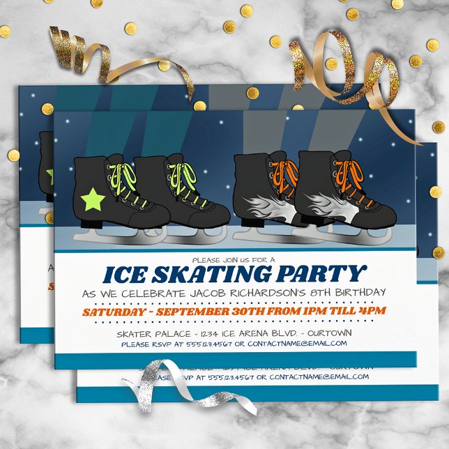 Boys Ice Skating Party Birthday Invitations (Creator Uploaded)