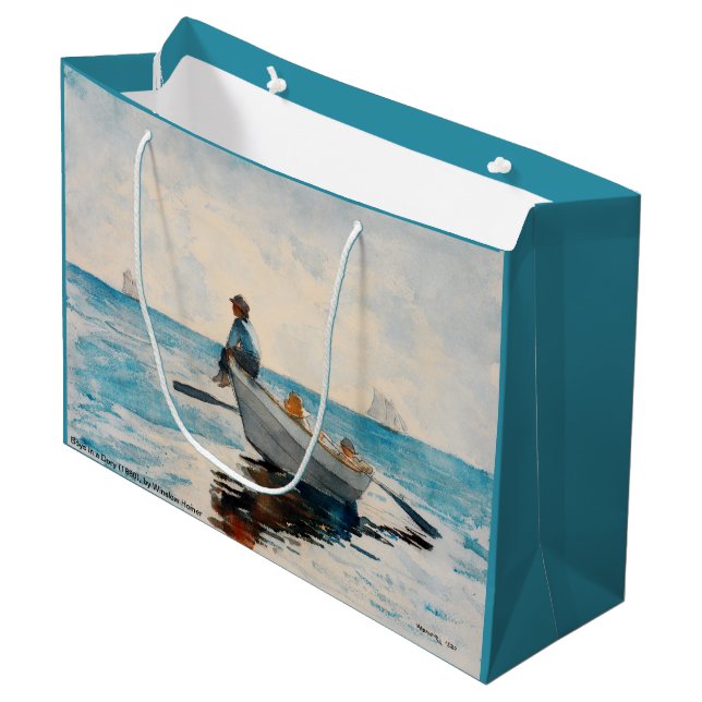 Boys In A Dory (1880) By Winslow Homer Large Gift Bag (Front Angled)