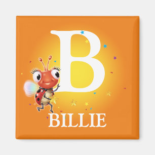 Boy's initial ladybug fridge magnet