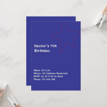 Boys Invitation Star Blue Red