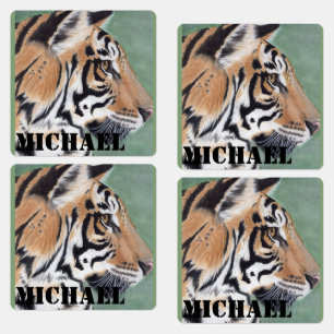 Boys Iron On Clothes Labels Tiger & NAME