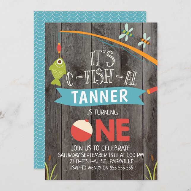 Boy's Its O-fish-al 1st Birthday Invitation (Front/Back)