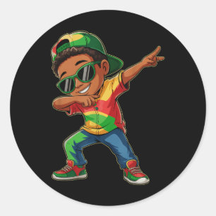 Boys Juneteenth Dabbing Black King 1865 African Ki Classic Round Sticker