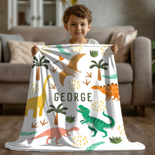 Boys Jungle Dinosaur T-Rex Kids Fleece Blanket