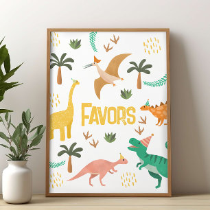 Boys Jurassic Dinosaur Party Favor Sign 