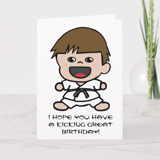 Boy's Karate Birthday Card (Front)