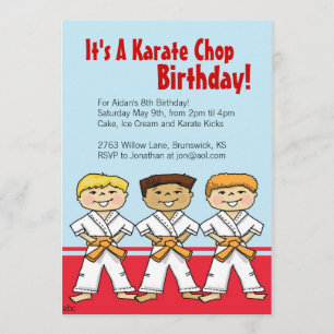 Boys Karate Chop Party Invitations