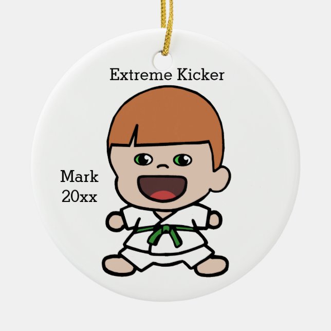 Boy's Karate Christmas Ornament (Front)