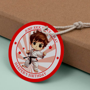Boy's Karate Martial Arts Birthday Party Classic Round Sticker