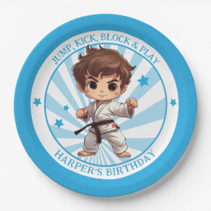Boy's Karate Martial Arts Birthday Party Paper Plate