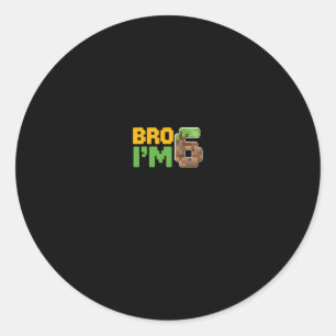 Boys Kids 6th Birthday Boy Bro I’m 6 Year Old Game Classic Round Sticker