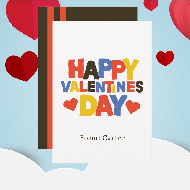 Boys Kids Cute Simple School Valentine Card (Creator Uploaded)