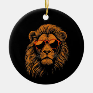 Boys Kids Funny Lion Animal Ceramic Ornament