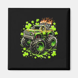 Boys Kids Monster Green Truck Shamrock St Patricks Magnet