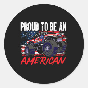 Boys Kids Proud To Be An American 4th Of July Classic Round Sticker