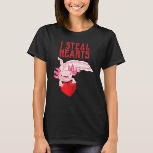 Boys Kids Valentine's Day Axolotl I Steal Hearts T-Shirt