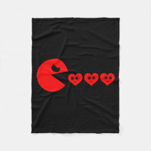 Boys Kids Valentines Day Hearts Eating Funny Gamer Fleece Blanket