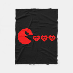 Boys Kids Valentines Day Hearts Eating Funny Gamer Fleece Blanket